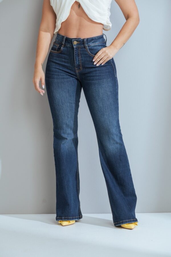 Denim dama bota recta azul